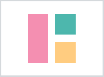 Three separate shapes, a pink rectangle beside a green and a yellow square, form the outline of a larger square.